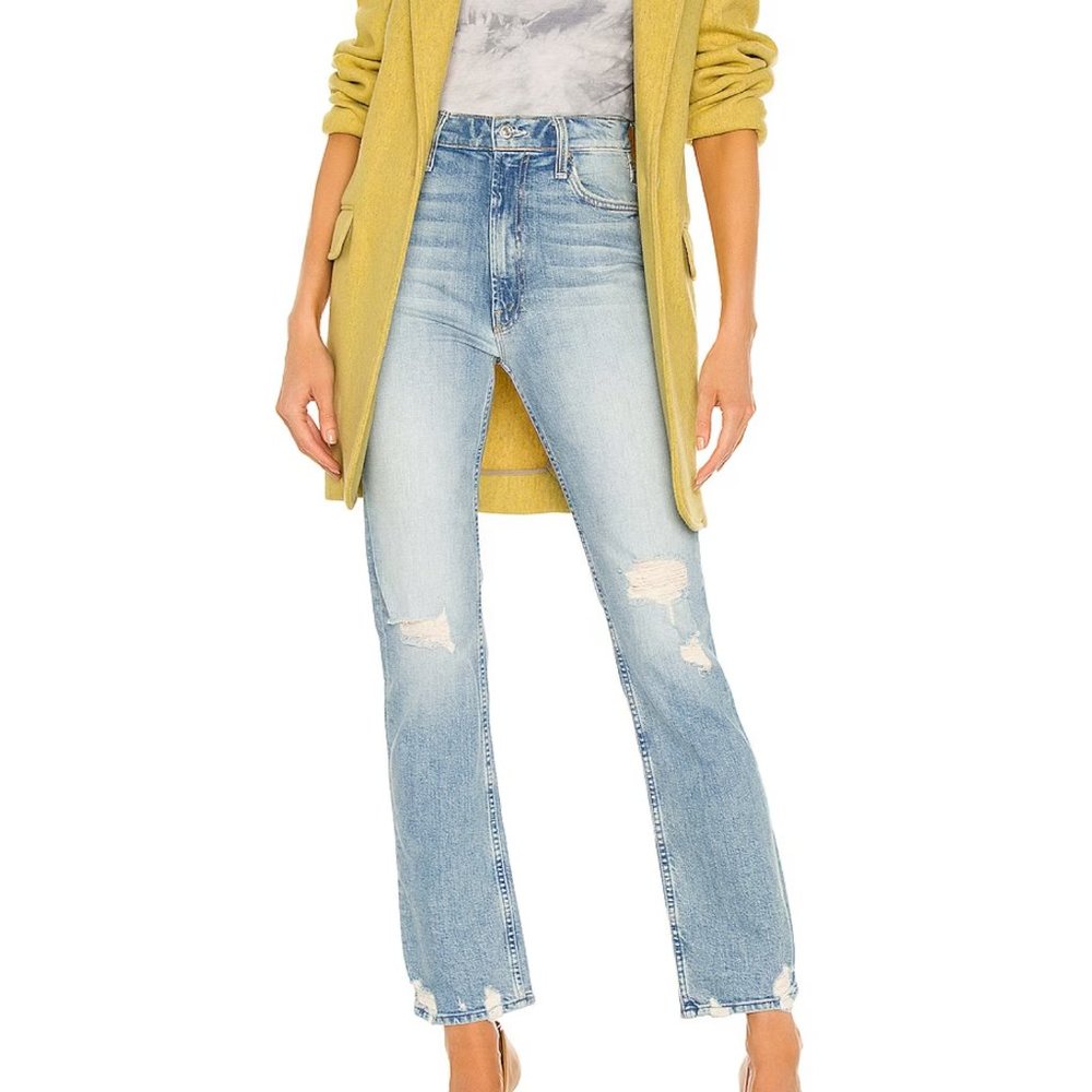 MOTHER High-wasted Rider Skimp Ripped Jeans